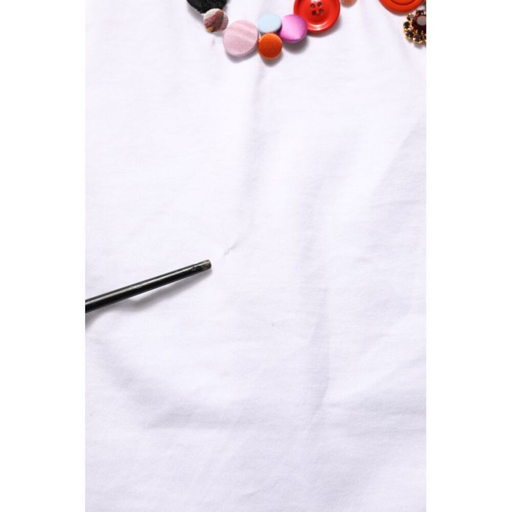 Dolce & Gabbana White DG Logo Embellished Round Neck Women's T-shirt